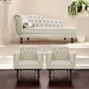 Ver imagem 2 de Kit Diva Recamier Diana 185cm Lado Direito e 02 Poltronas Classic Linho Bege - ADJ Decor