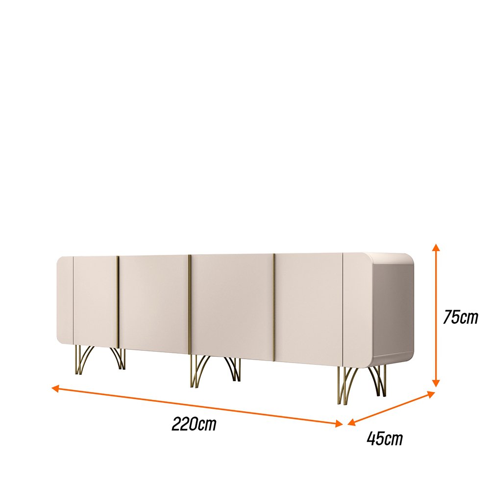 Aparador Buffet para Sala de Estar Lotus 220 Cm H01 Off White Clique Chique - 6