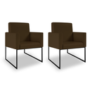 Ver imagem 1 de Kit 02 Poltronas Moderna Courino 3 Cores- Base Ferro Preto - Marrom