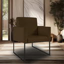 Ver imagem 4 de Kit 02 Poltronas Moderna Courino 3 Cores- Base Ferro Preto - Marrom