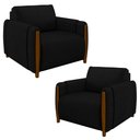 Ver imagem 1 de Kit 2 Poltronas Decorativas para Sala de Estar 98cm Amaranto M22 Veludo Preto - Mpozenato