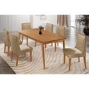 Ver imagem 1 de Conjunto: Mesa de Cozinha Havana C/ Tampo Madeirado Canto Curvo 180x90cm e 6 Cadeiras Maldivas