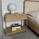 Ver imagem 1 de Mesa de Cabeceira 60cm Luna Orgânica 1 Gaveta Pé Metal - Artesano