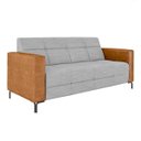 Ver imagem 1 de Sofá Living Decorativo Houston 2 Lugares 180cm Pés em Metal Linho/pu Cinza Escuro/ Caramelo G33 - Gr