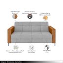 Ver imagem 3 de Sofá Living Decorativo Houston 2 Lugares 180cm Pés em Metal Linho/pu Cinza Escuro/ Caramelo G33 - Gr