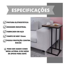 Mesa Mesinha Lateral Apoio Canto Centro Sofá Cama Notebook - 4