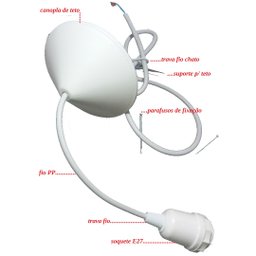 Conjunto Iluminação Pendentes e Lustres branca c\fio 3 mts - 2