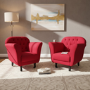 Ver imagem 2 de Kit 2 Poltronas Decorativa Dália Suede Vermelho Pés Madeira Mz Decor