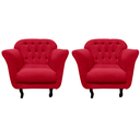 Ver imagem 3 de Kit 2 Poltronas Decorativa Dália Suede Vermelho Pés Madeira Mz Decor