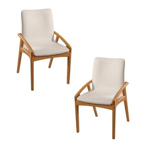 Conjunto 2 Cadeiras Madeira Maciça Tauari Concha Anatômica Sofisticado Alta Qualidade Távoli Decor