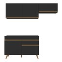 Ver imagem 5 de Armário Cozinha Modulada Compacta com Balcão 3 Peças Veneza Multimóveis Mp3764 Preto/dourado