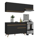 Ver imagem 2 de Armário Cozinha Modulada Compacta com Balcão 3 Peças Veneza Multimóveis Mp3764 Preto/dourado