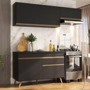 Ver imagem 1 de Armário Cozinha Modulada Compacta com Balcão 3 Peças Veneza Multimóveis Mp3764 Preto/dourado