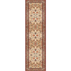 Tapete Passadeira Bege Floral para Corredor