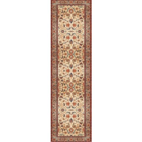 Tapete Passadeira Bege Floral para Corredor