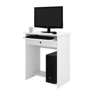Escrivaninha EJ Móveis Mesa de computador prática com gaveta:Branco
