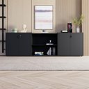 Ver imagem 5 de Armário para Escritório F5 4 Portas 2 Prateleiras MDP 240cm Preto F5 Office
