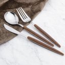 Ver imagem 2 de Faqueiro de Aço Inox Cabo Estampa Madeira 24pç Organic