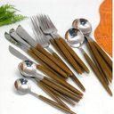 Ver imagem 5 de Faqueiro de Aço Inox Cabo Estampa Madeira 24pç Organic