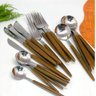 Faqueiro de Aço Inox Cabo Estampa Madeira 24pç Organic - 5