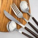 Ver imagem 3 de Faqueiro de Aço Inox Cabo Estampa Madeira 24pç Organic