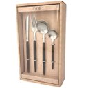 Ver imagem 4 de Faqueiro de Aço Inox Cabo Estampa Madeira 24pç Organic