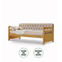 Ver imagem 2 de Sofá Cama Solteiro Verona Mona Imbuia Estofado Capitonê Veludo Bege