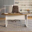 Ver imagem 1 de Mesa Escrivaninha Orgânica Linear 175CMX92CM com Pés Metal para Escritório Corporate F5 Marrom/Macadâmia/Branco
