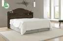 Ver imagem 1 de Cabeceira Para Cama Box Casal 2 Nichos Evelyn 100% MDF Nogal