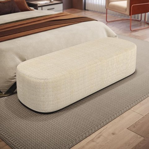 Puff Decorativo Orgânico para Living Quarto 195cm Doha W01 Linho Palha - Lyam Decor