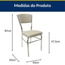 Ver imagem 7 de Cadeira Cozinha Reforço Cromada Assento Grosso Confortável Encosto Estofado Cor Prata