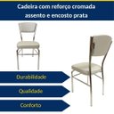 Ver imagem 6 de Cadeira Cozinha Reforço Cromada Assento Grosso Confortável Encosto Estofado Cor Prata