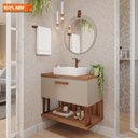 Ver imagem 5 de Gabinete para Banheiro 80 Cm 100% Mdf Nicho 1 Porta Basculante Duna Mgm Móveis Cappuccino/freijo
