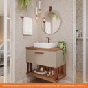 Ver imagem 2 de Gabinete para Banheiro 80 Cm 100% Mdf Nicho 1 Porta Basculante Duna Mgm Móveis Cappuccino/freijo