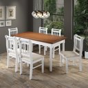 Ver imagem 1 de Conjunto Sala de Jantar Com 6 Cadeiras Madeira Maciça Mv Outlet Branco e Mel