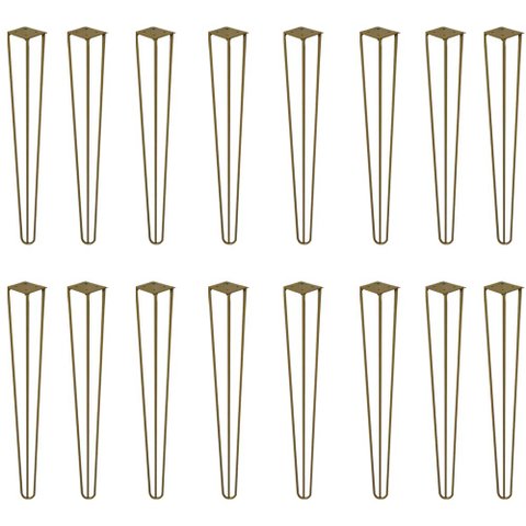 Kit 16 Pés de Metal 60 CM Hairpin Legs Mesa de Canto Dourado