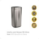 Ver imagem 2 de Lixeira Quadrada com Sensor 30 Litros Inox 1007.qua.30.inx Deca