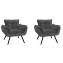 Ver imagem 1 de Conjunto 2 Poltronas Decorativas Para Sala Opala Pés Palito Suede Cinza Moraes Decor