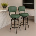 Ver imagem 1 de Banqueta Bar com Encosto Giratória Altura 65cm Cor Preta Assento Grosso Confortável Cor Verde 2 Unid
