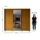 Ver imagem 6 de Guarda-Roupa Casal 3 Portas com Espelho com Pés 100% MDF Platinum Marrom/Marrome/Off White