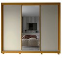 Ver imagem 2 de Guarda-Roupa Casal 3 Portas com Espelho com Pés 100% MDF Platinum Marrom/Marrome/Off White