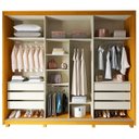 Ver imagem 5 de Guarda-Roupa Casal 3 Portas com Espelho com Pés 100% MDF Platinum Marrom/Marrome/Off White