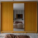 Ver imagem 1 de Guarda-Roupa Casal 3 Portas com Espelho com Pés 100% MDF Platinum Marrom/Marrome/Off White