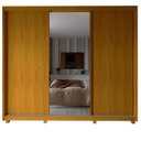 Ver imagem 3 de Guarda-Roupa Casal 3 Portas com Espelho com Pés 100% MDF Platinum Marrom/Marrome/Off White