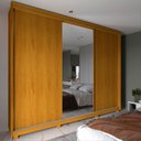Ver mais imagens de Guarda-Roupa Casal 3 Portas com Espelho com Pés 100% MDF Platinum Marrom/Marrome/Off White