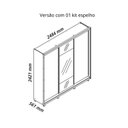 Ver imagem 4 de Guarda-Roupa Casal 3 Portas com Espelho com Pés 100% MDF Platinum Marrom/Marrome/Off White