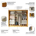 Ver imagem 7 de Guarda-Roupa Casal 3 Portas com Espelho com Pés 100% MDF Platinum Marrom/Marrome/Off White