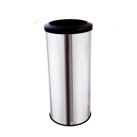Lixeira Grande Inox Aro Esmaltado 50 Litros Cesto De Lixo - Preto