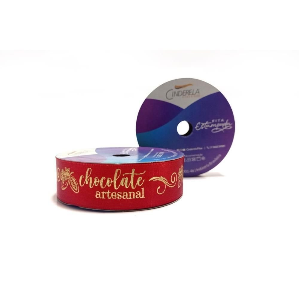 Fita de Cetim Pascoa 22mm 10m. Chocolate Artesanal - 1