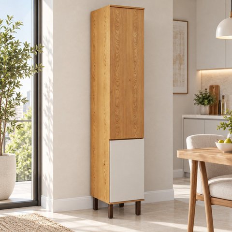 Paneleiro para Cozinha 2 Portas 40cm Cinamomo/Off White
